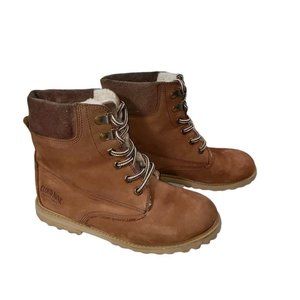 Cloud Nine Sheepskin Boots 7 Womens Kindra Nubuck Leather Lace Up Winter Beige